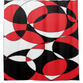 Schwarz, Weiß und Rot Duschvorhang (Vorderseite)