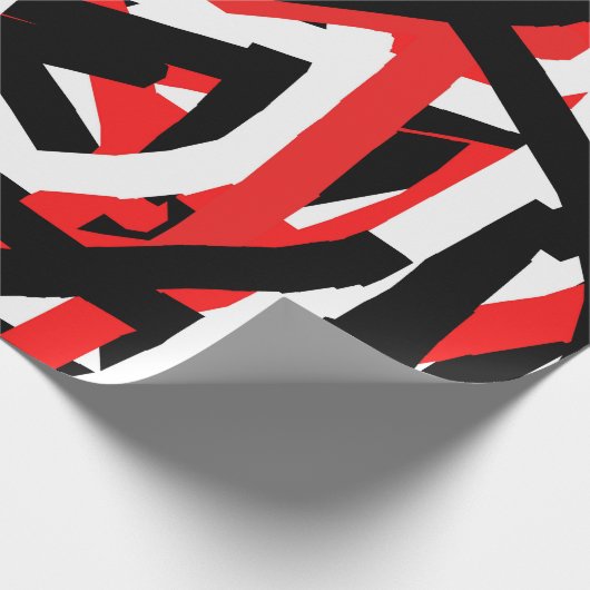 Schwarz, Weiß und Rot Geschenkpapier (Ecke)