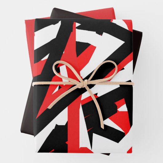 Schwarz, Weiß und Rot Geschenkpapier Set (Beispiel)