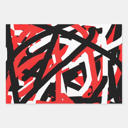 Schwarz, Weiß und Rot Geschenkpapier Set (Vorderseite)