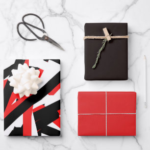 Schwarz, Weiß und Rot Geschenkpapier Set