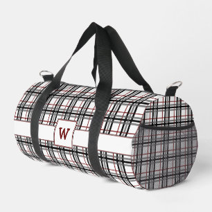 Schwarz-weiß und rot Kariert Duffle Bag