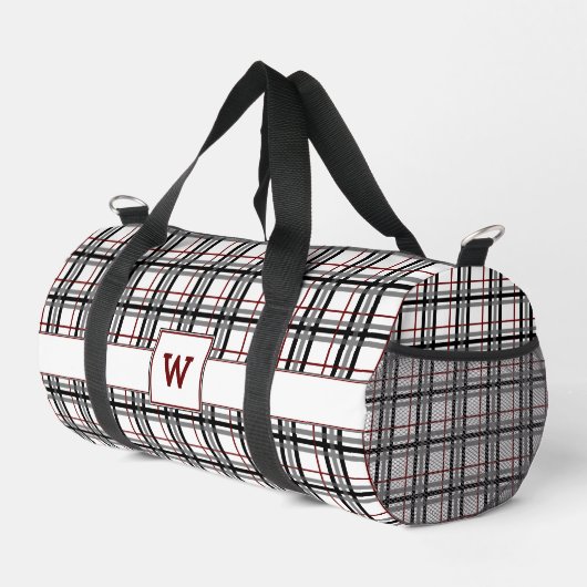 Schwarz-weiß und rot Kariert Duffle Bag (Rechte Ecke)