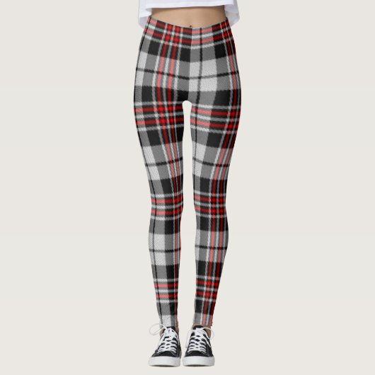 Schwarz-weiß und rot Kariert Leggings (Vorderseite)