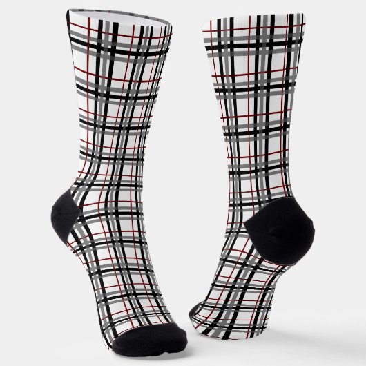 Schwarz-weiß und rot Kariert Socken (Gewinkelt)