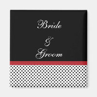 Schwarz, Weiß und Rot-Polka-Punkte-Magnet