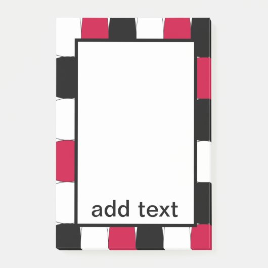 Schwarz, Weiß und Rot Post-it Klebezettel (Vorderseite)