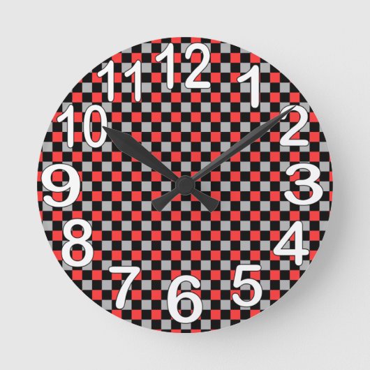 Schwarz-weiß und rot runde wanduhr (Vorderseite)
