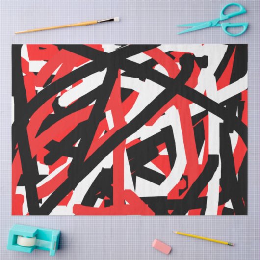 Schwarz, Weiß und Rot Seidenpapier (Basteln)