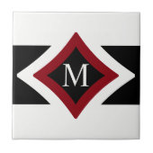 Schwarz, Weiß und Rot Stilvoll Diamant geformt Mon Fliese (Vorderseite)