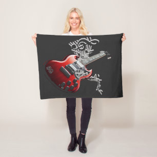 Schwarz-Weiß- und rotes Design Fleecedecke
