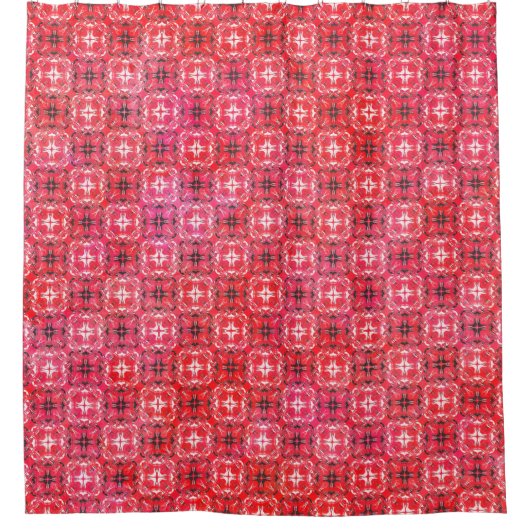 Schwarz, Weiß und Rotkehlchen Duschvorhang (Vorderseite)