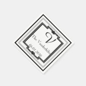 Schwarz, Weiß und Silber Art Deco Rahmen Wedding Serviette (Ecke)
