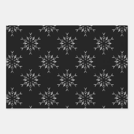 Schwarz, Weiß und Silber Weihnachten Geschenkpapier Set (Vorderseite 3)