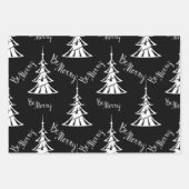 Schwarz, Weiß und Silber Weihnachten Geschenkpapier Set (Vorderseite)