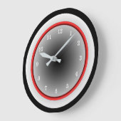 Schwarz-weiß und silbergrau mit rotem Trimm Große Wanduhr (Winkel)