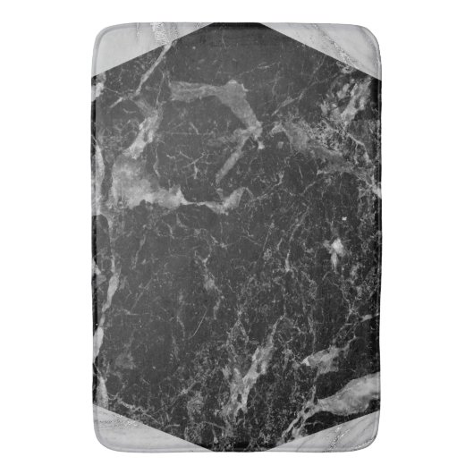 Schwarz-weiß- und Silbermarmor Moderner Glam Trend Badematte (Vorderseite Vertikal)