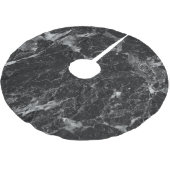 Schwarz-weiß- und Silbermarmor Moderner Glam Trend Polyester Weihnachtsbaumdecke (Schrägansicht)