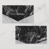 Schwarz-weiß- und Silbermarmor Moderner Glam Trend Visitenkarte (Vorne/Hinten)