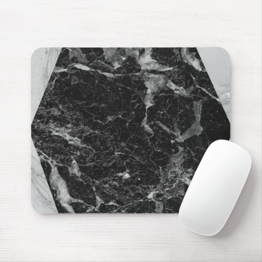Schwarz-weiß- und Silbermarmor Moderner Glanz Mousepad (Mit Mouse)