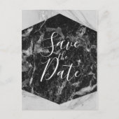 Schwarz-weiß- und Silbermarmor Modernes Save the D Ankündigungspostkarte (Vorderseite)