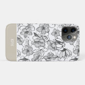 Schwarz, Weiß und Tan mit Monogramm Case-Mate iPhone Hülle (Rückseite (Horizontal))