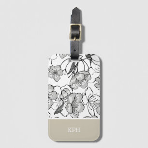 Schwarz, Weiß und Tan mit Monogramm Gepäckanhänger