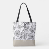 Schwarz, Weiß und Tan mit Monogramm Tasche (Rückseite)