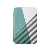 Schwarz, Weiß und Türkis, einfache geometrische Ku Badematte (Vorderseite Vertikal)