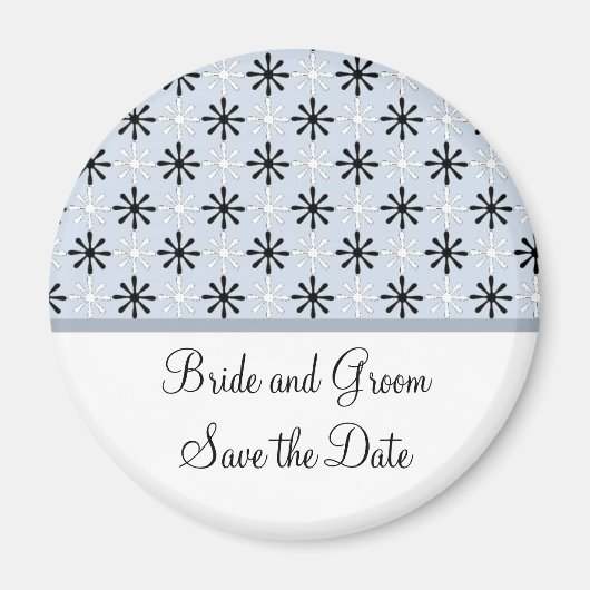 Schwarz, Weiß und Weiß Save the Date Magnet (Vorne)
