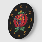 Schwarz-Weiß-Ungarische Folklorekunst Große Wanduhr (Winkel)