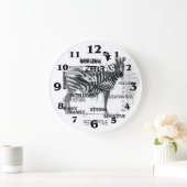 Schwarz-Weiß-Unique-Zebras-Typografie Große Wanduhr (Zuhause)