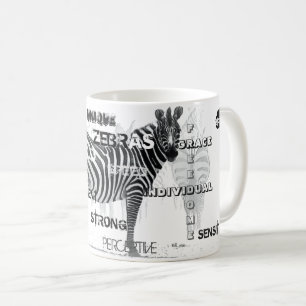 Schwarz-Weiß-Unique-Zebras-Typografie Kaffeetasse