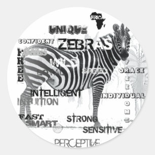 Schwarz-Weiß-Unique-Zebras-Typografie Runder Aufkleber