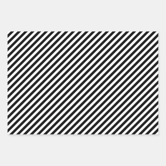 Schwarz-Weiß Unterschiedliche Größen Diagonale Str Geschenkpapier Set (Vorderseite 3)