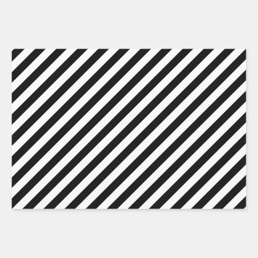 Schwarz-Weiß Unterschiedliche Größen Diagonale Str Geschenkpapier Set (Vorderseite 2)