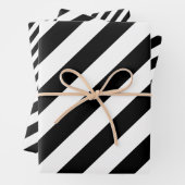 Schwarz-Weiß Unterschiedliche Größen Diagonale Str Geschenkpapier Set (Beispiel)