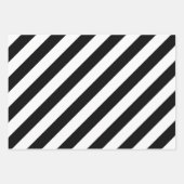Schwarz-Weiß Unterschiedliche Größen Diagonale Str Geschenkpapier Set (Vorderseite)