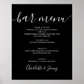 Schwarz-Weiß-Unterschrift-Script-Bar-Menü-Schild Poster (Vorne)