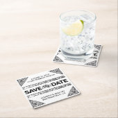 Schwarz-Weiß-Untersetzer Save the Date Rechteckiger Pappuntersetzer (Vor Ort)
