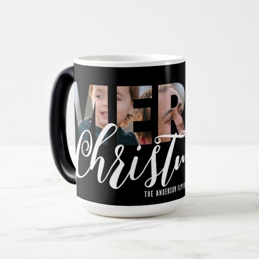 Schwarz-Weiß-Upload-Foto für Weihnachten Verwandlungstasse (Vorderseite Links)