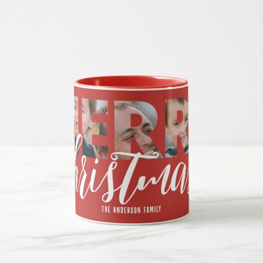 Schwarz-Weiß-Upload-Foto in Text - Weihnachten Tasse (Zentrum)