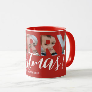 Schwarz-Weiß-Upload-Foto in Text - Weihnachten Tasse