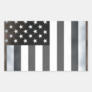 Schwarz-weiß US-amerikanische Flagge Rechteckiger Aufkleber
