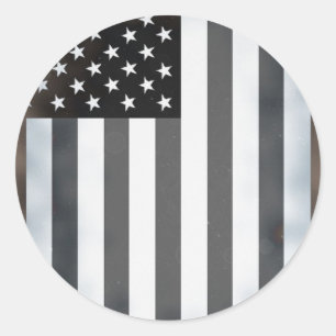 Schwarz-weiß US-amerikanische Flagge Runder Aufkleber