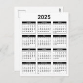 Schwarz-Weiß-USA-Kalender 2025 Postkarte (Vorne/Hinten)