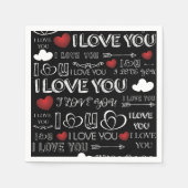 Schwarz-Weiß-Valentindesign Serviette (Vorderseite)