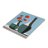 Schwarz-Weiß-Vasen mit roten Blume Fliese (Seite)