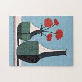 Schwarz-Weiß-Vasen mit roten Blume Puzzle (Horizontal)