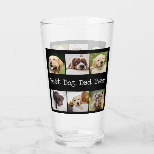Schwarz-Weiß-Vater Bester Hund je 6 FotoCollage Glas (Rückseite)